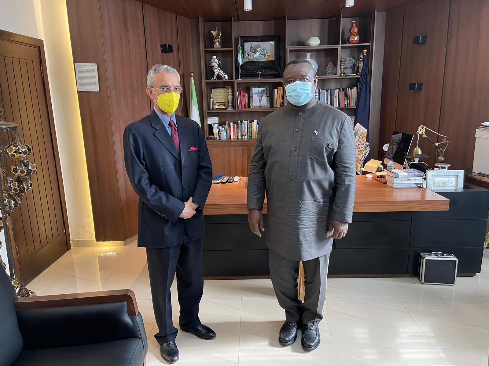 During his visit to Freetown for Foreign Office Consultation, Shri Rahul Chhabra, Secretary (ER), Ministry of External Affairs of India called on the President of Sierra Leone H.E. Mr Julius Maada Bio. 